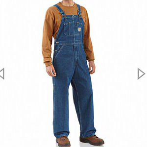 Carhartt Dark Stone Blue Denim Bib Overalls RO7 DST 48 Short CHECK MEASUREMENTS!